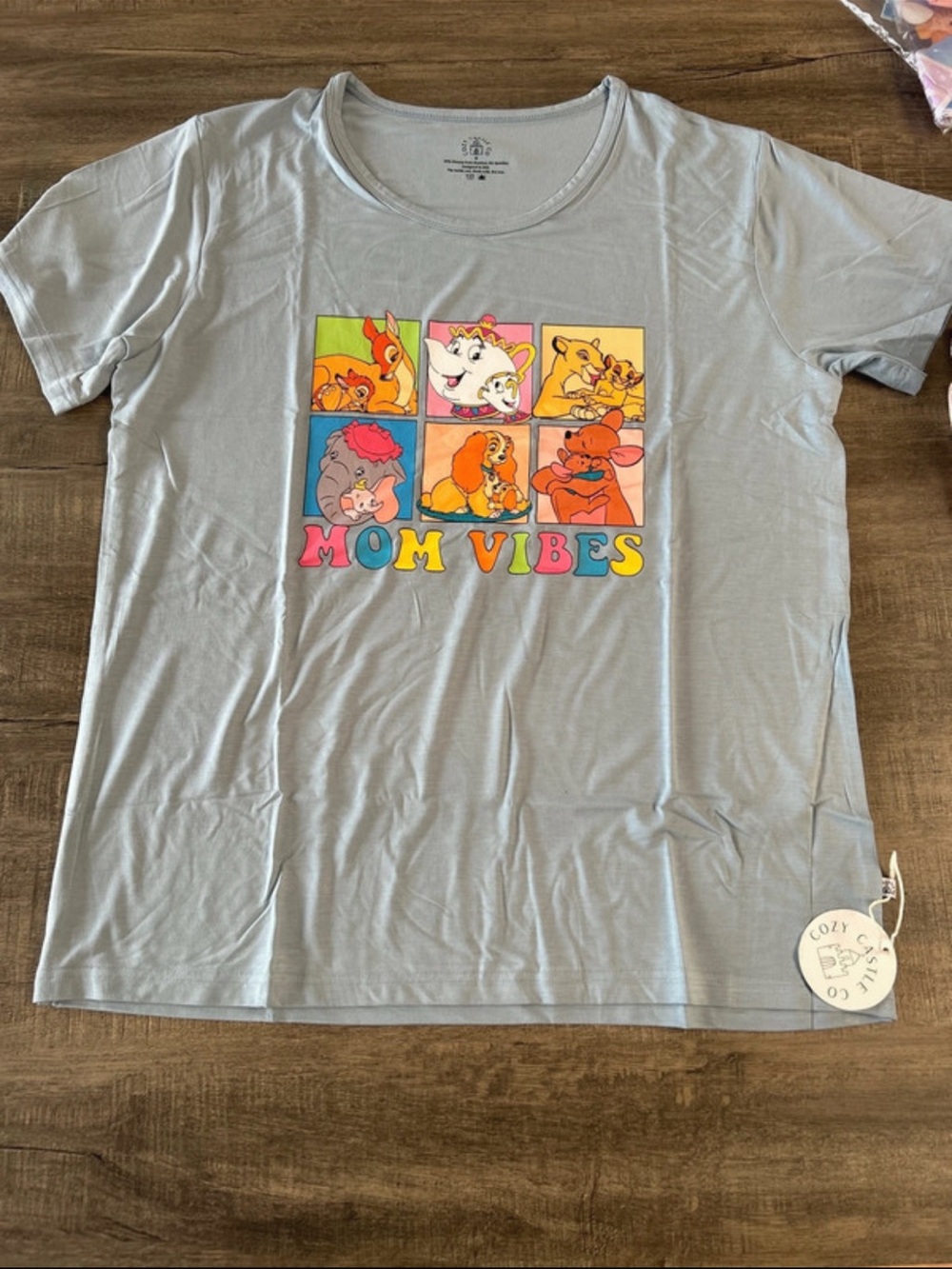 Mom Vibes Graphic Bamboo Tee - Light Blue